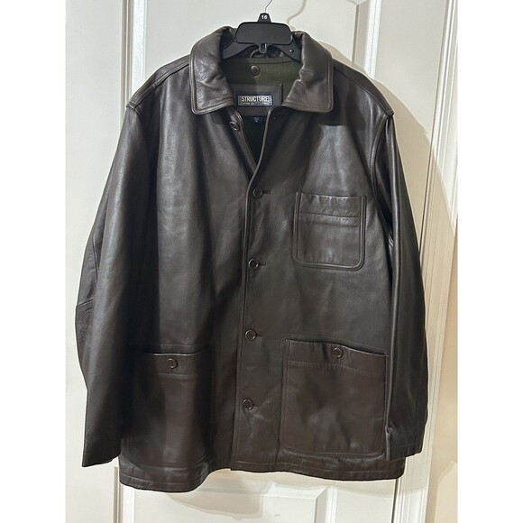 Structure Men’s Size XL Vintage Brown Leather Coat Jacket Lining Insert